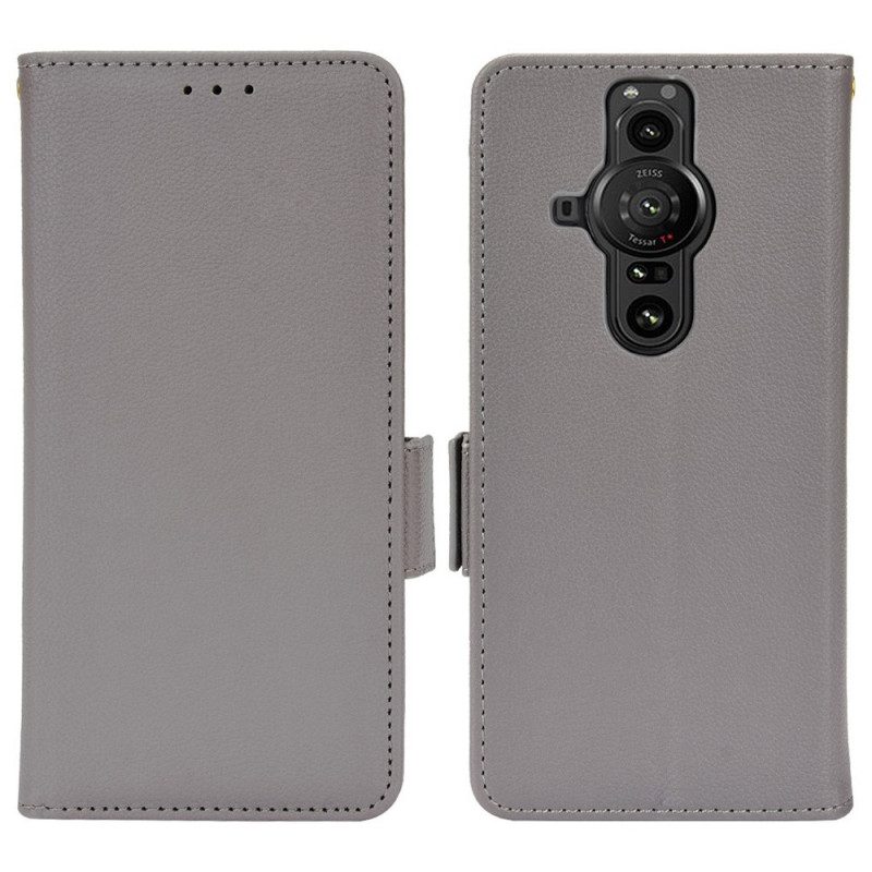 Folio Cover Sony Xperia Pro-I Effetto Pelle Litchi Premium