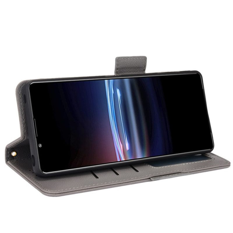 Folio Cover Sony Xperia Pro-I Effetto Pelle Litchi Premium