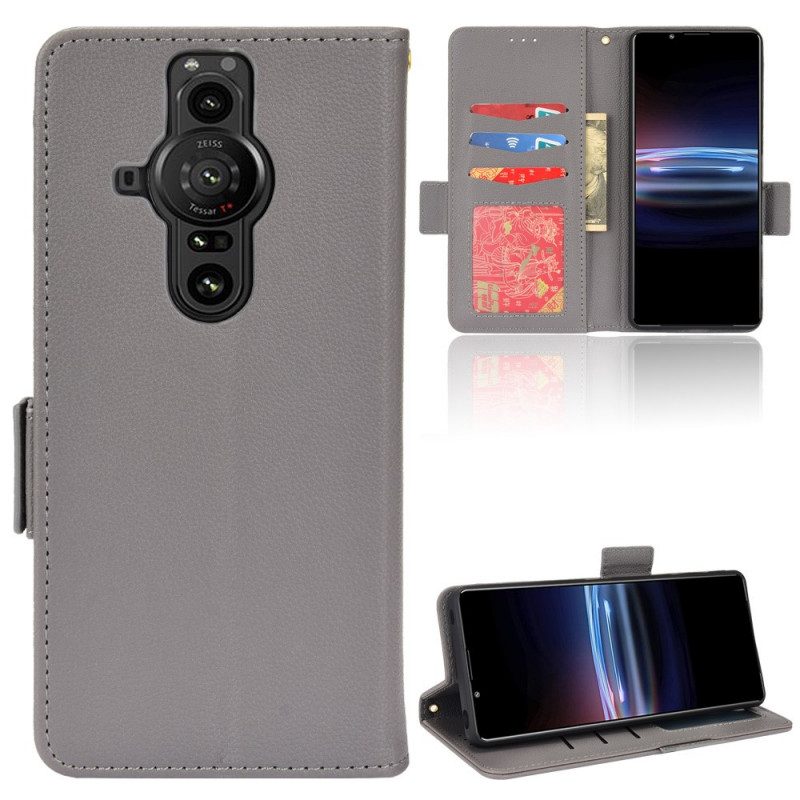 Folio Cover Sony Xperia Pro-I Effetto Pelle Litchi Premium