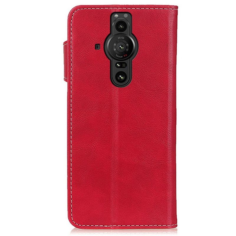 Folio Cover Sony Xperia Pro-I Pulsante Di Cucito Artistico