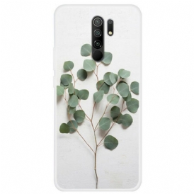 Cover Xiaomi Redmi 9 Foglie Realistiche Trasparenti