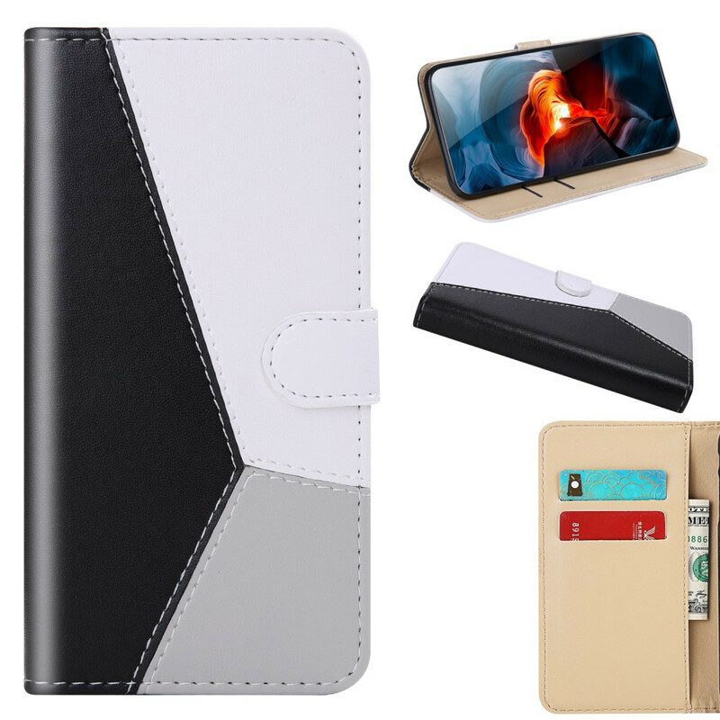 Custodia A Portafoglio Xiaomi Redmi 9 Effetto Pelle Tricolore