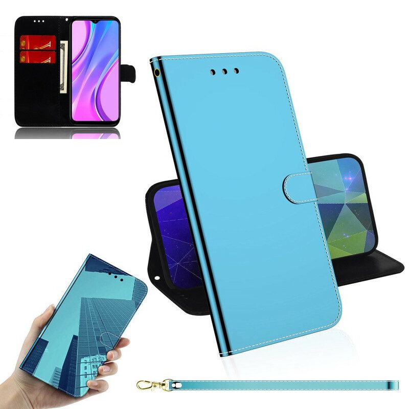 Custodia in pelle Xiaomi Redmi 9 Copri Specchietto In Ecopelle