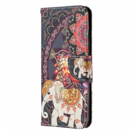 Custodia in pelle Xiaomi Redmi 9 Elefanti Indiani