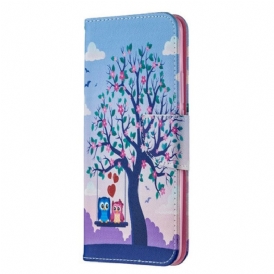 Custodia in pelle Xiaomi Redmi 9 Gufi Sull'altalena