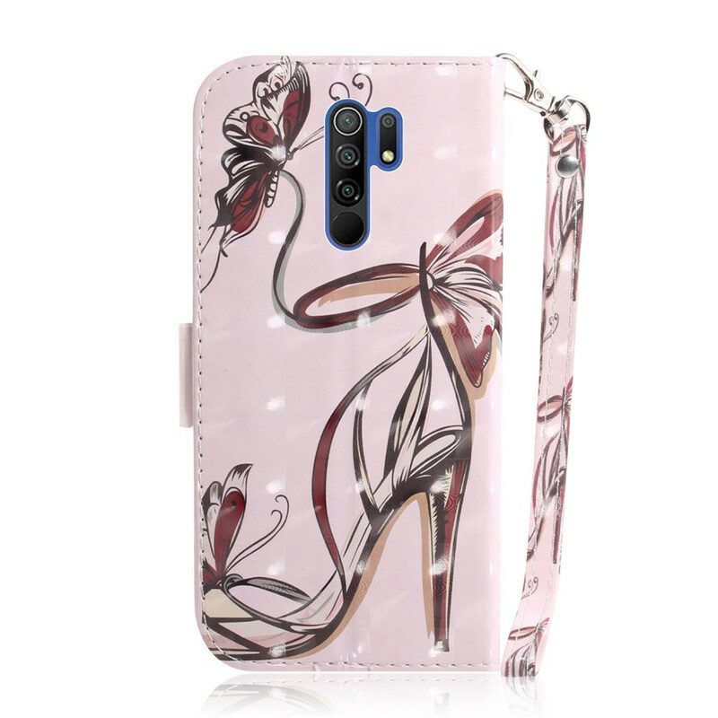 Custodia in pelle Xiaomi Redmi 9 Pompa Con Cinturino
