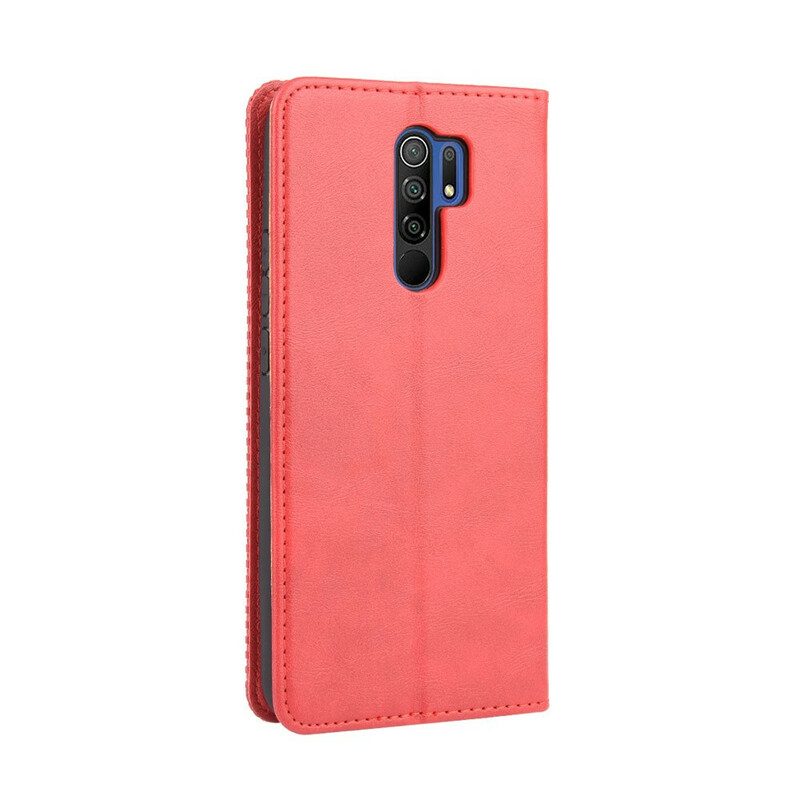 Folio Cover Xiaomi Redmi 9 Custodia in pelle Effetto Pelle Vintage Stilizzato