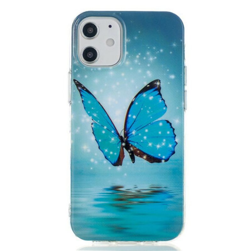 Cover iPhone 12 Mini Farfalla Blu Fluorescente