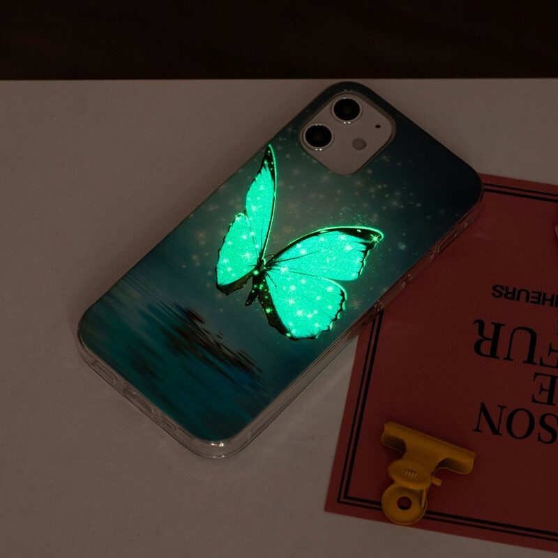 Cover iPhone 12 Mini Farfalla Blu Fluorescente
