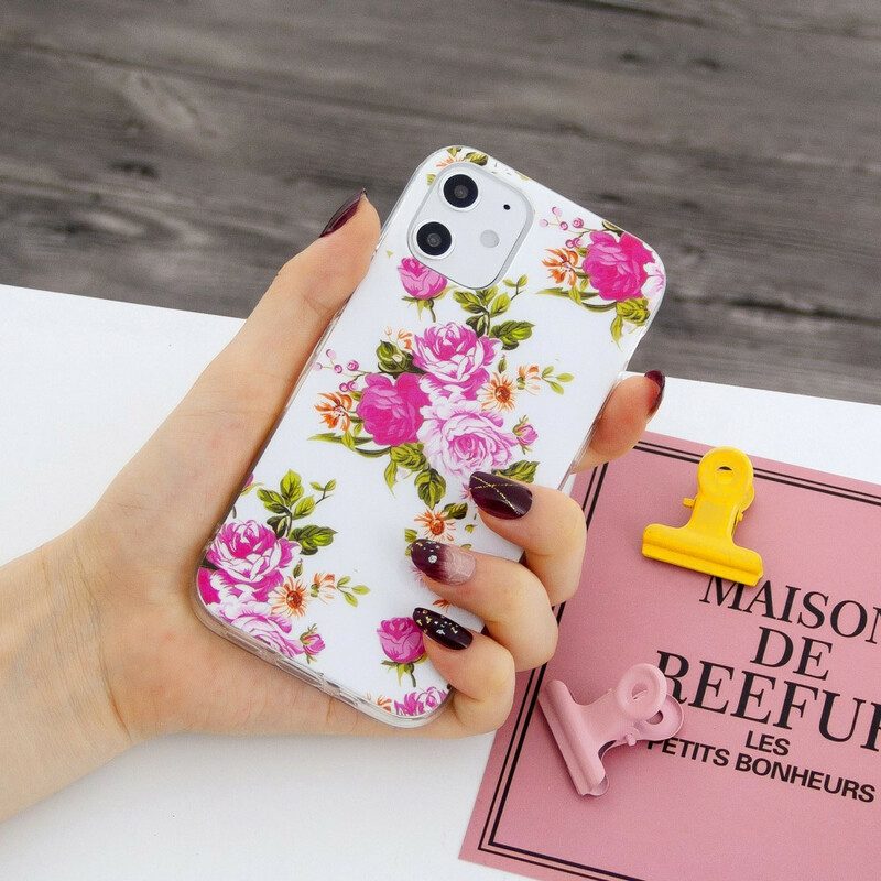 Cover iPhone 12 Mini Fiori Liberty Fluorescenti