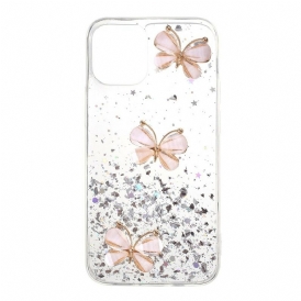 Cover iPhone 12 Mini Paillettes Farfalle 3d