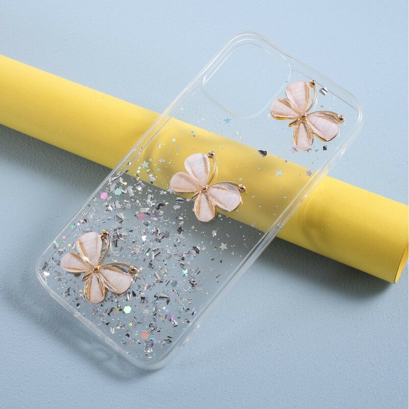 Cover iPhone 12 Mini Paillettes Farfalle 3d