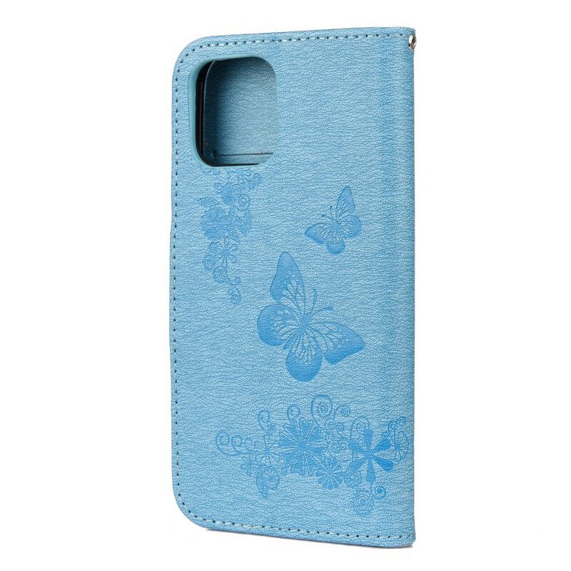 Custodia A Portafoglio iPhone 12 Mini Splendide Farfalle Cinturino