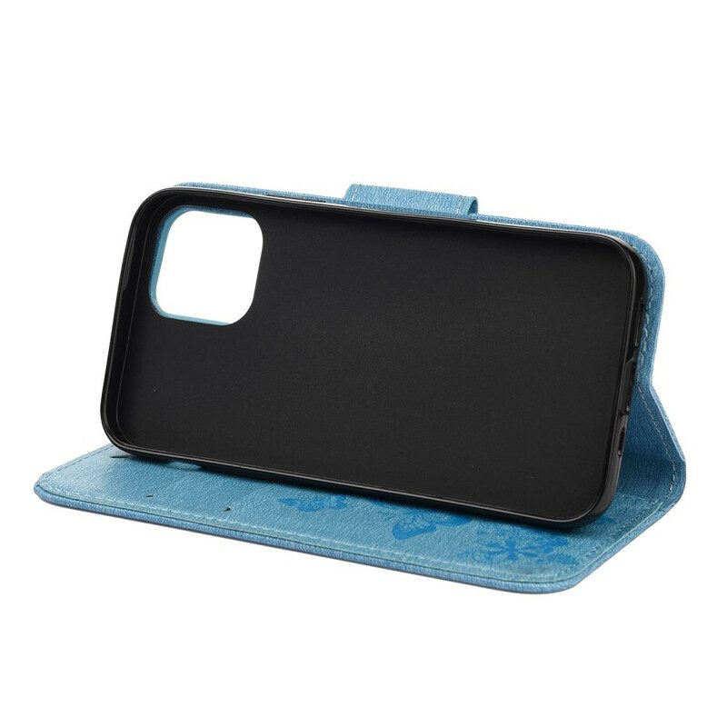 Custodia A Portafoglio iPhone 12 Mini Splendide Farfalle Cinturino
