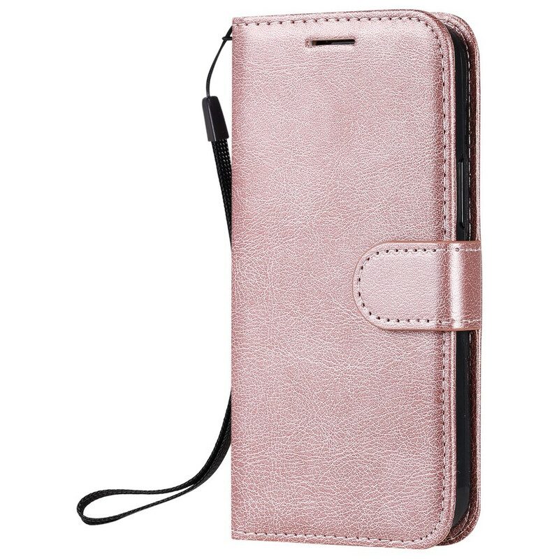 Custodia in pelle iPhone 12 Mini Strappy Serie Tinta Unita