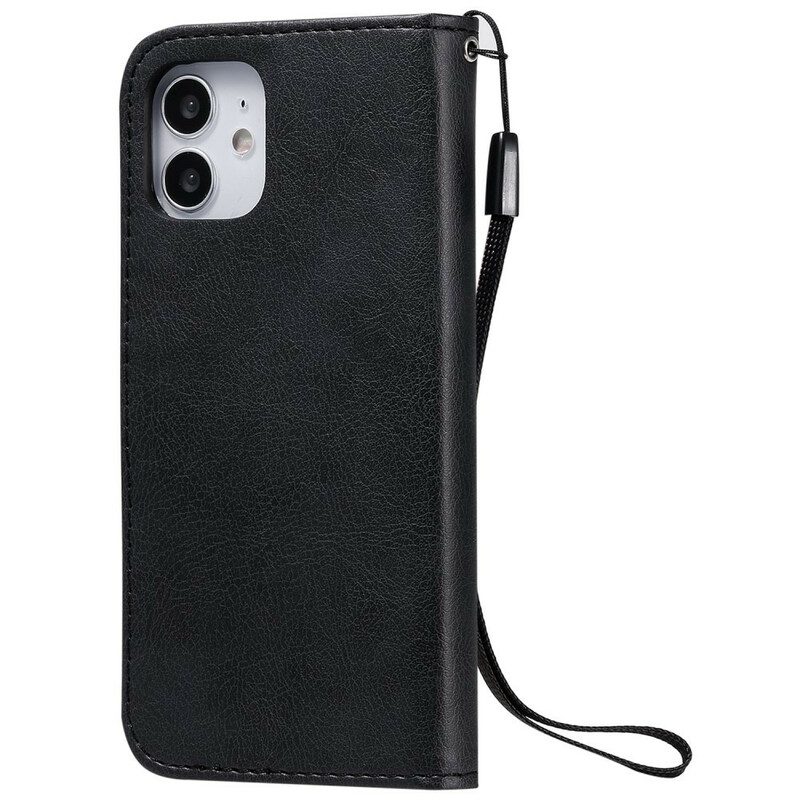 Custodia in pelle iPhone 12 Mini Strappy Serie Tinta Unita
