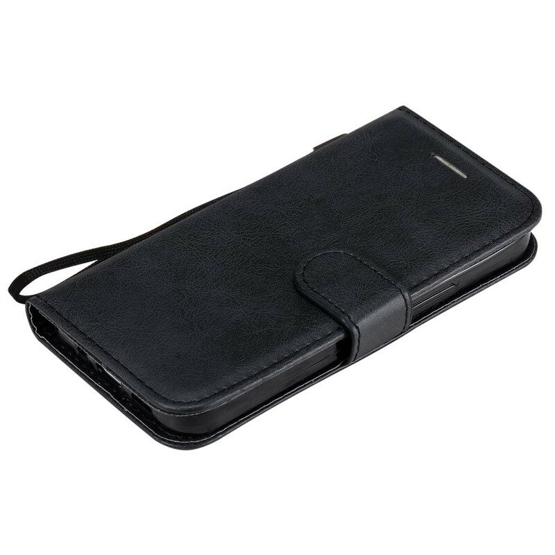 Custodia in pelle iPhone 12 Mini Strappy Serie Tinta Unita