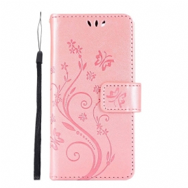 Folio Cover iPhone 12 Mini Cordino Farfalle E Fiori