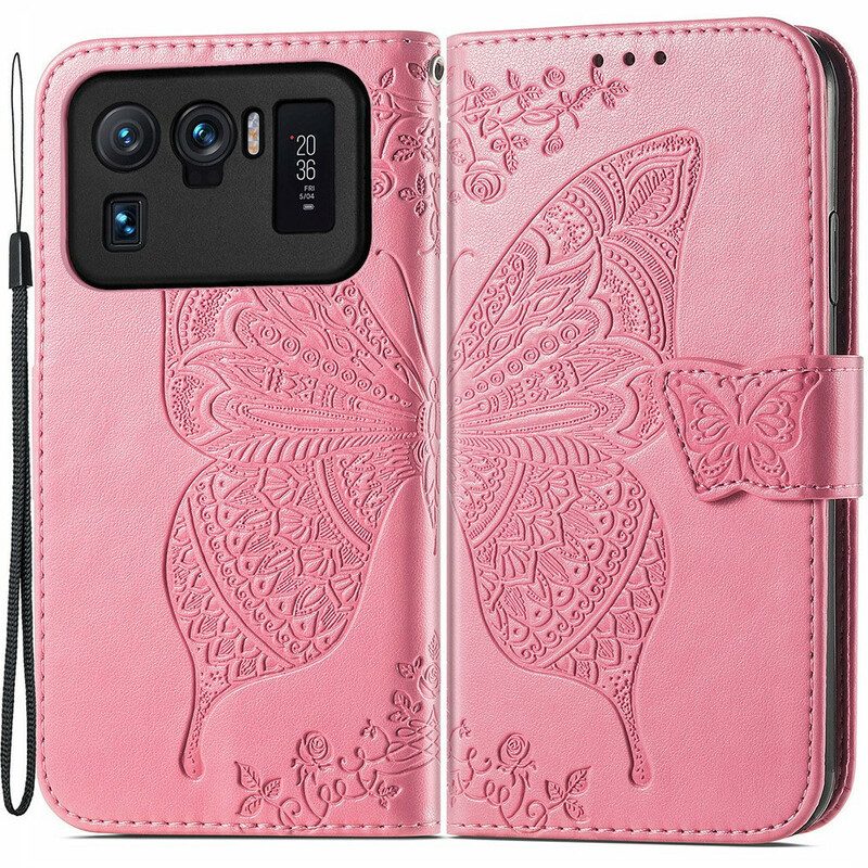 Custodia in pelle Xiaomi Mi 11 Ultra Mezze Farfalle