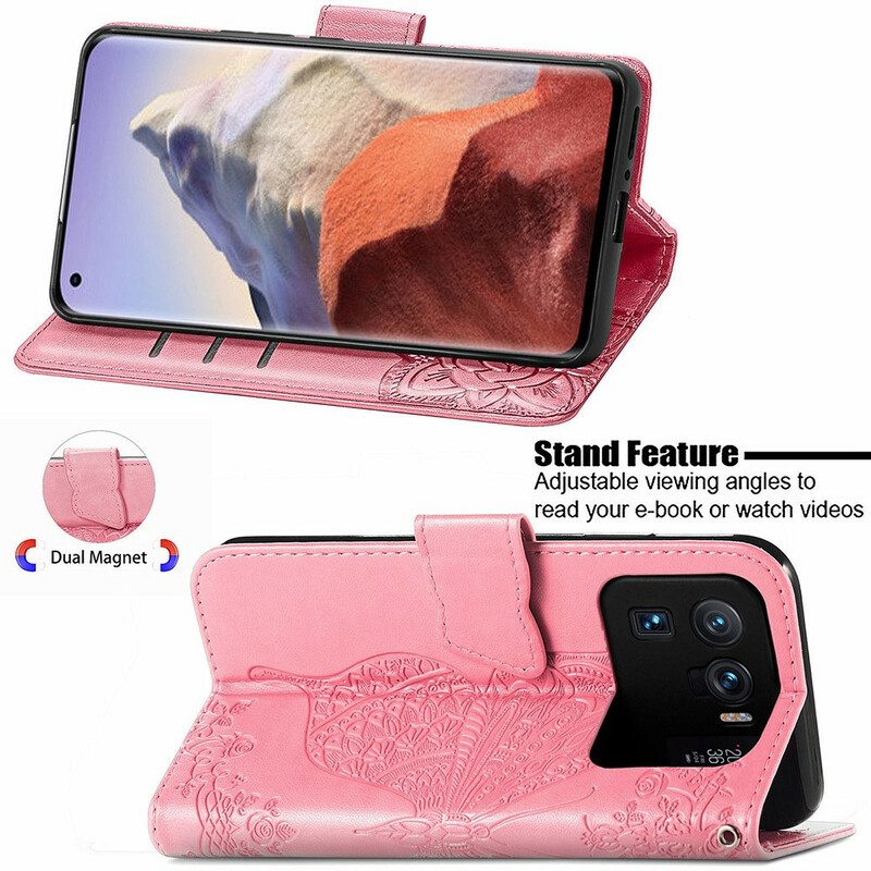 Custodia in pelle Xiaomi Mi 11 Ultra Mezze Farfalle