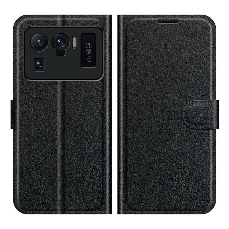 Folio Cover Xiaomi Mi 11 Ultra Classico Effetto Pelle Litchi