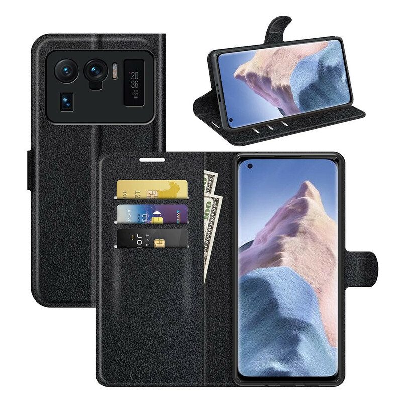 Folio Cover Xiaomi Mi 11 Ultra Classico Effetto Pelle Litchi