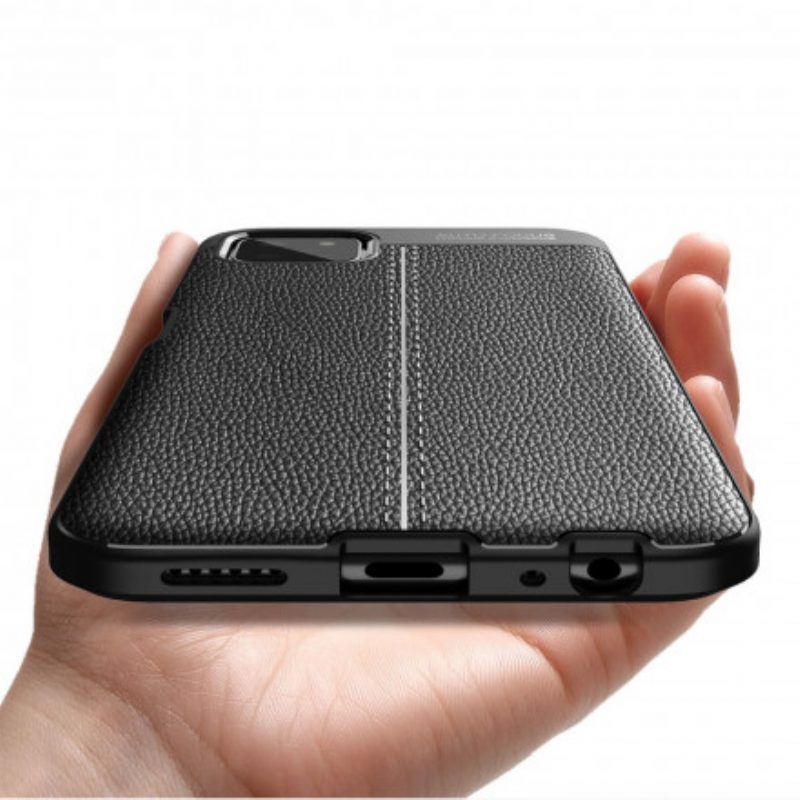 Cover Samsung Galaxy A22 5G Doppia Linea Litchi Effetto Pelle