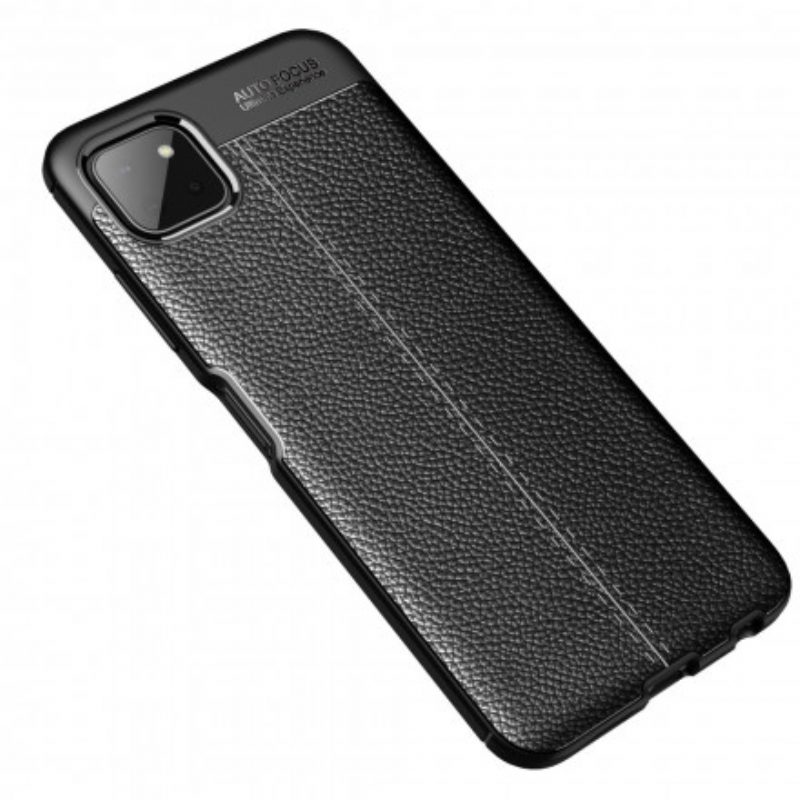 Cover Samsung Galaxy A22 5G Doppia Linea Litchi Effetto Pelle
