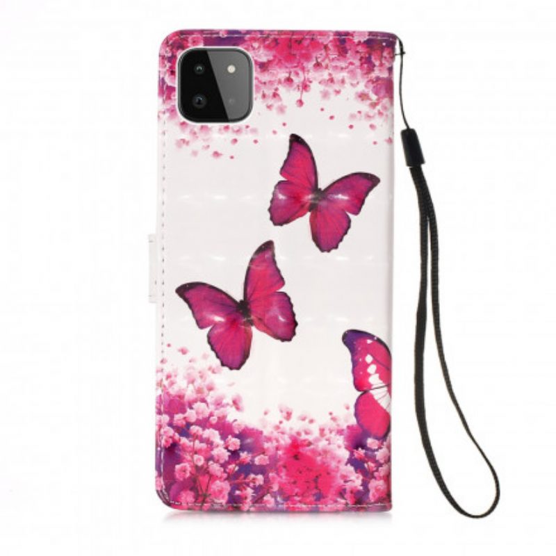 Custodia A Portafoglio Samsung Galaxy A22 5G Farfalle Rosse