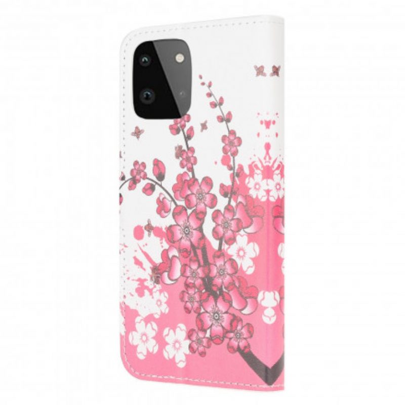 Custodia A Portafoglio Samsung Galaxy A22 5G Fiori Tropicali