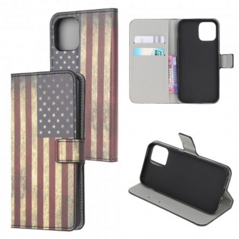 Custodia in pelle Samsung Galaxy A22 5G Bandiera Americana