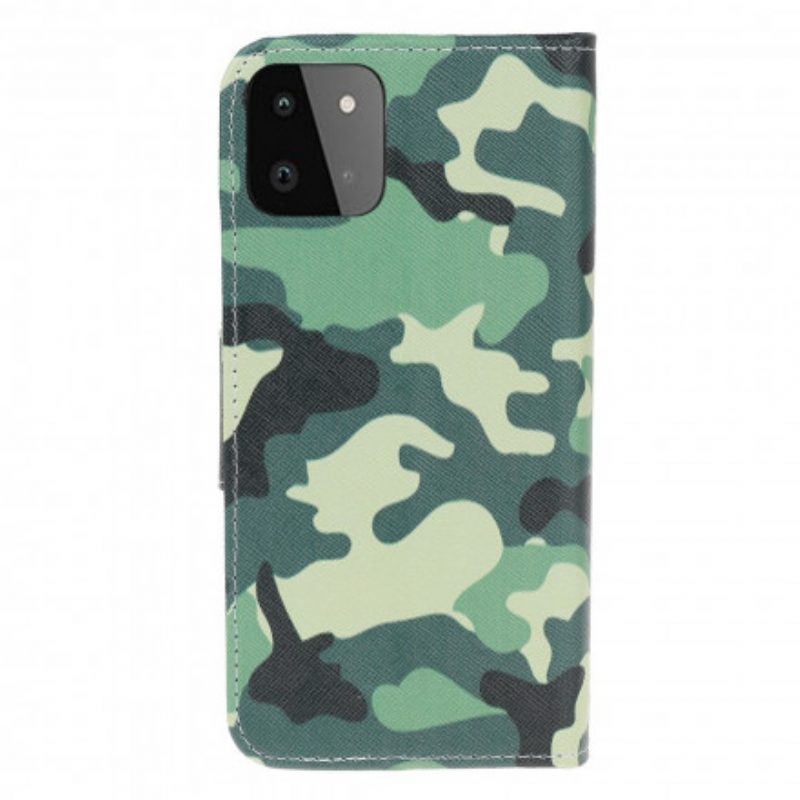 Custodia in pelle Samsung Galaxy A22 5G Camuffamento Militare
