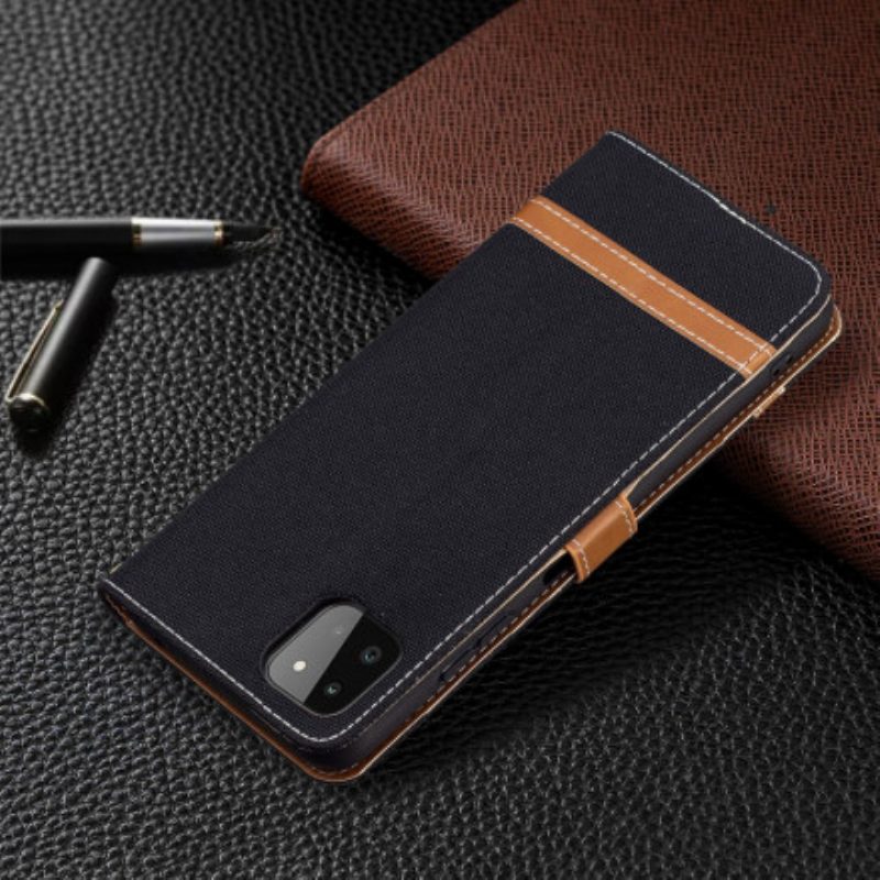Custodia in pelle Samsung Galaxy A22 5G Cinturino Effetto Tessuto E Pelle