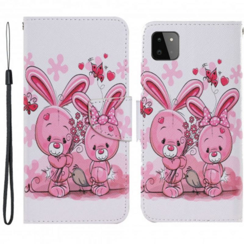 Custodia in pelle Samsung Galaxy A22 5G Conigli