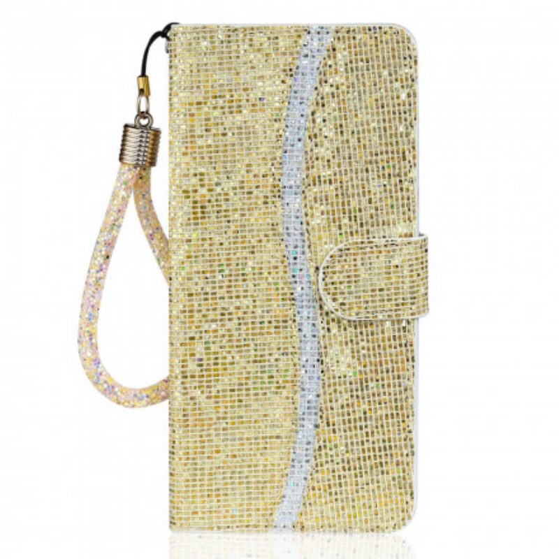 Custodia in pelle Samsung Galaxy A22 5G Design A S Con Paillettes