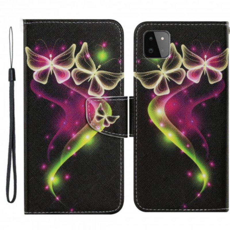 Custodia in pelle Samsung Galaxy A22 5G Farfalle Magiche
