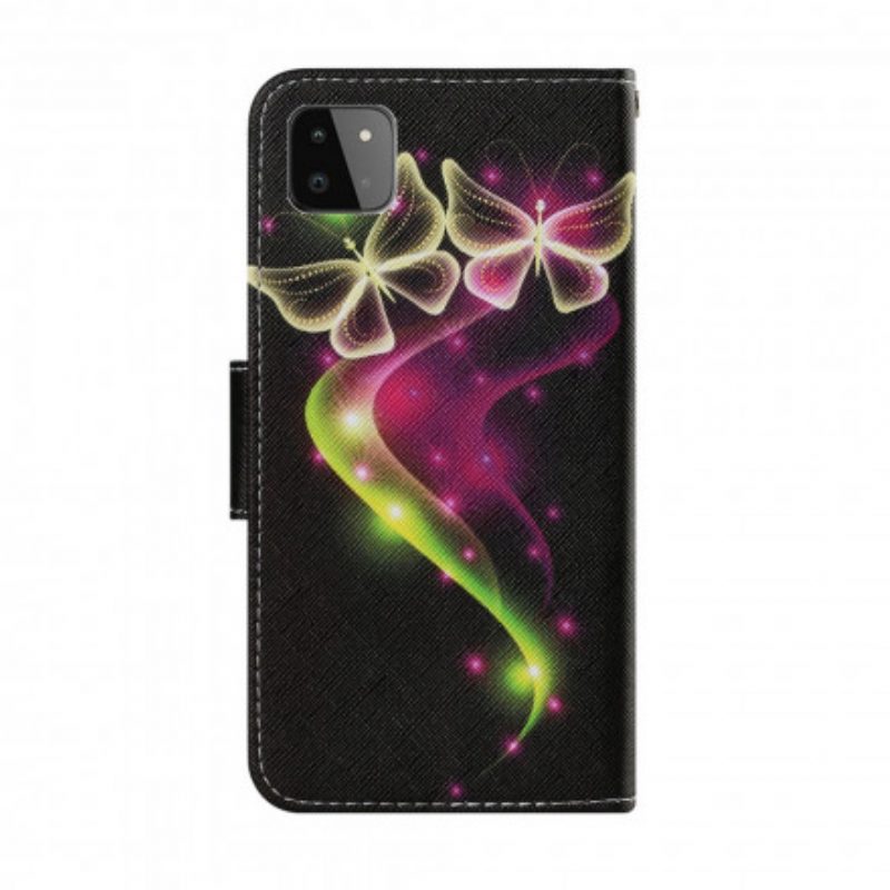 Custodia in pelle Samsung Galaxy A22 5G Farfalle Magiche