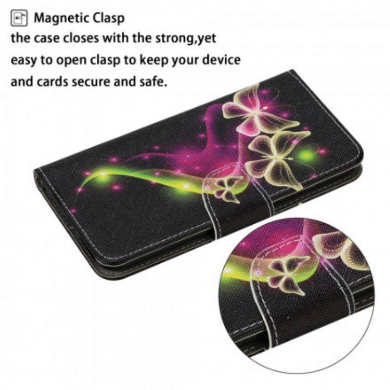 Custodia in pelle Samsung Galaxy A22 5G Farfalle Magiche