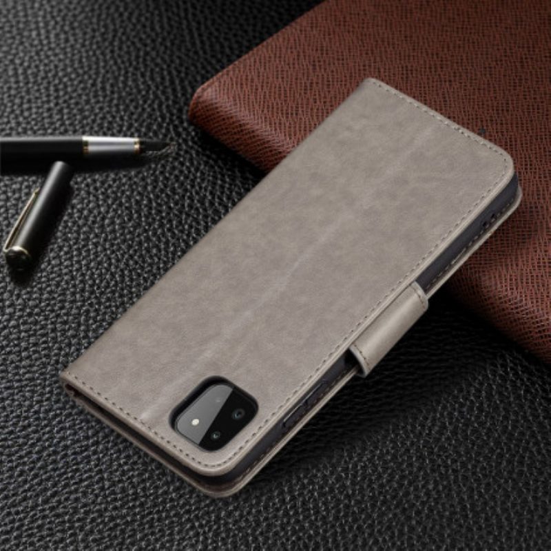 Custodia in pelle Samsung Galaxy A22 5G Farfalle In Volo Con Cordino