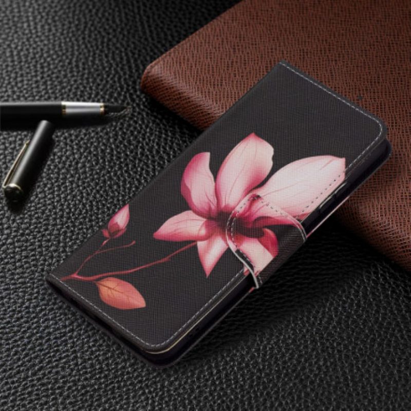 Custodia in pelle Samsung Galaxy A22 5G Fiore Rosa