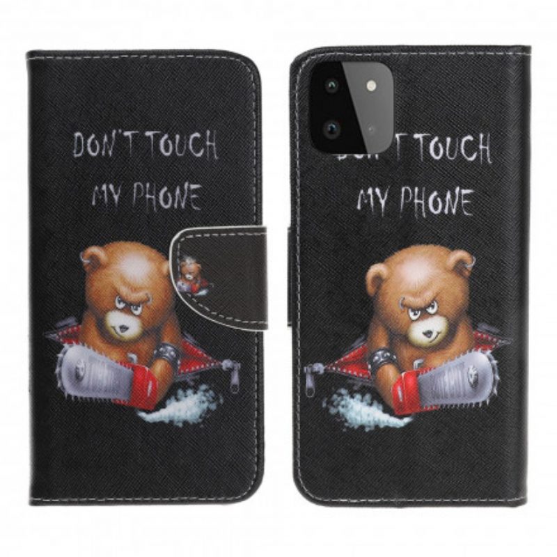 Custodia in pelle Samsung Galaxy A22 5G Orso Pericoloso