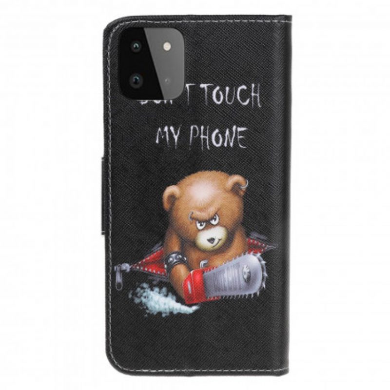 Custodia in pelle Samsung Galaxy A22 5G Orso Pericoloso