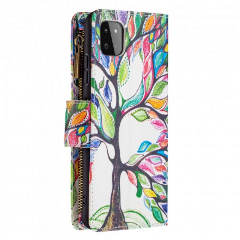Custodia in pelle Samsung Galaxy A22 5G Tasca Per Albero Con Cerniera