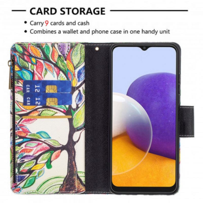 Custodia in pelle Samsung Galaxy A22 5G Tasca Per Albero Con Cerniera