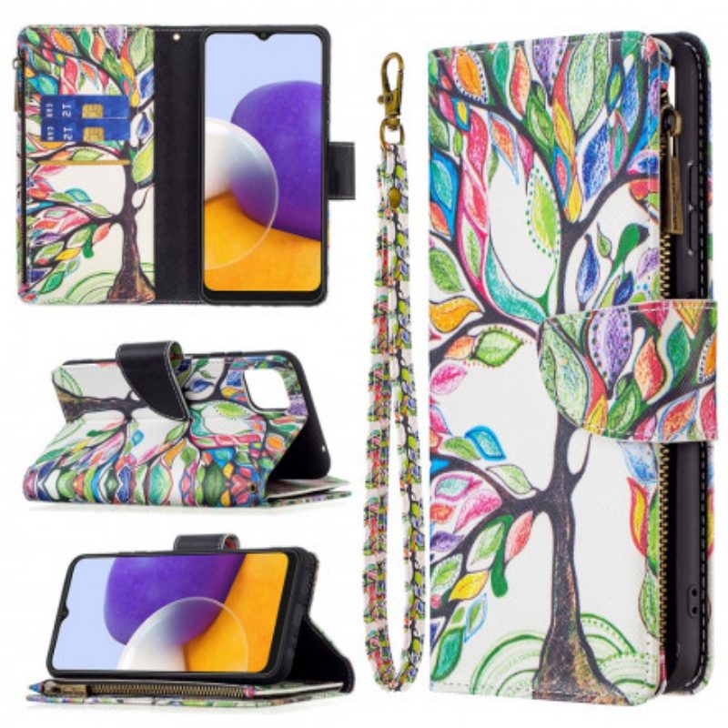 Custodia in pelle Samsung Galaxy A22 5G Tasca Per Albero Con Cerniera