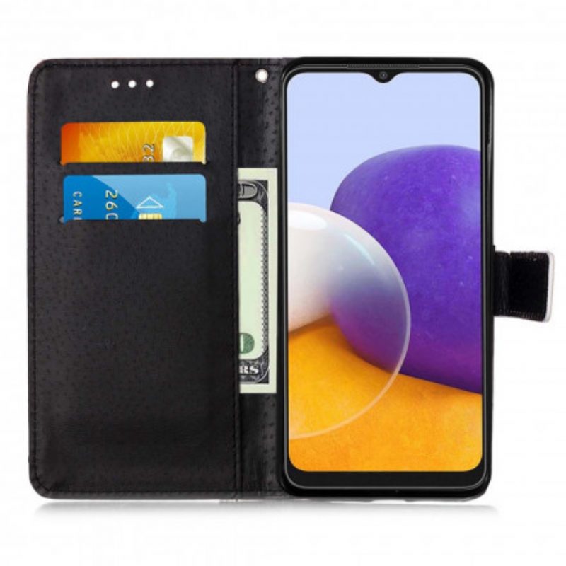 Custodia in pelle Samsung Galaxy A22 5G Tigre Notturna