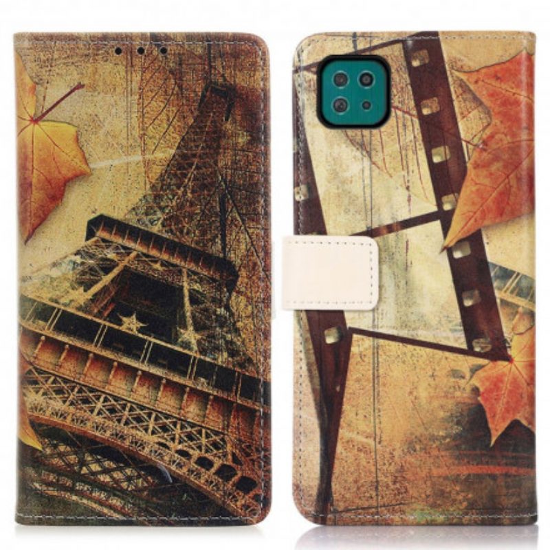 Custodia in pelle Samsung Galaxy A22 5G Torre Eiffel