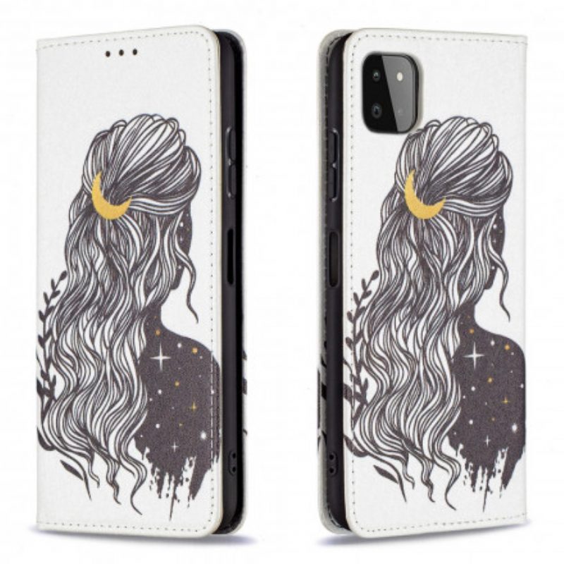 Folio Cover Samsung Galaxy A22 5G Custodia in pelle Bei Capelli