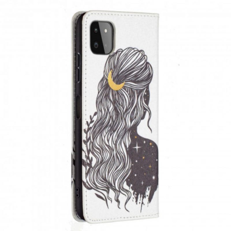 Folio Cover Samsung Galaxy A22 5G Custodia in pelle Bei Capelli