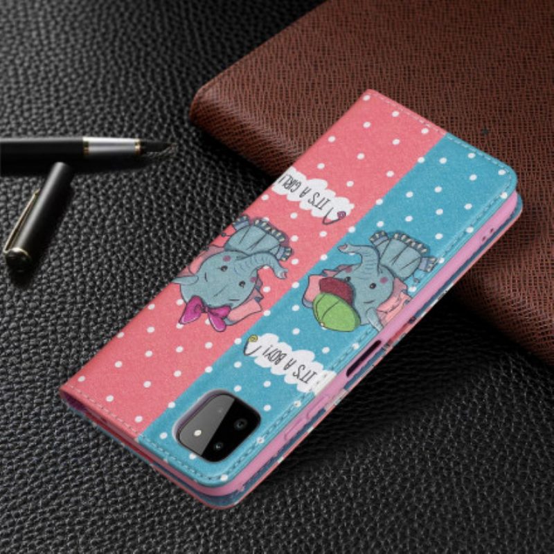 Folio Cover Samsung Galaxy A22 5G Custodia in pelle Elefantini